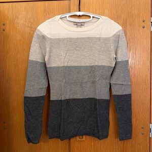 Banana Republic Striped Crewneck Sweater - Neutral Gray Tones